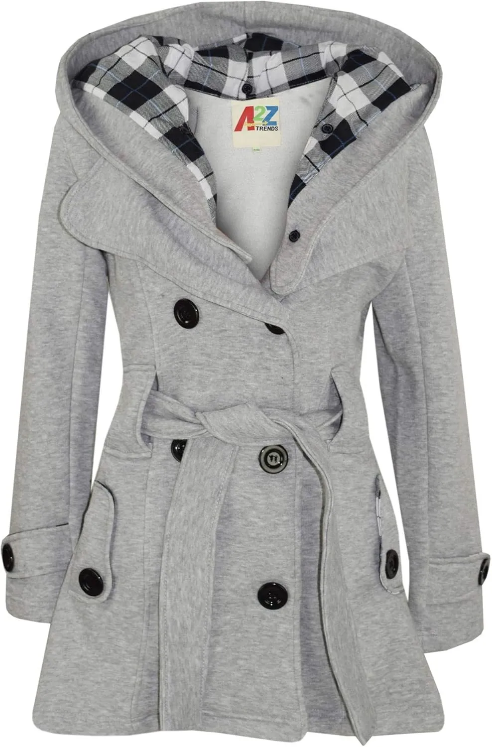 A2Z Kids Girls Overcoat Hooded Trench Coat Padded Oversized Lapels Long Parka Jacket