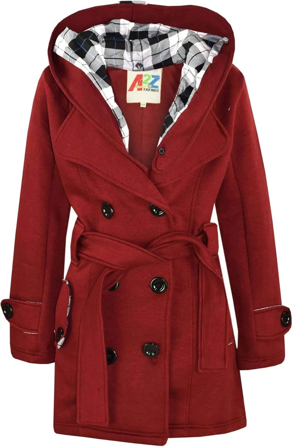 A2Z Kids Girls Overcoat Hooded Trench Coat Padded Oversized Lapels Long Parka Jacket
