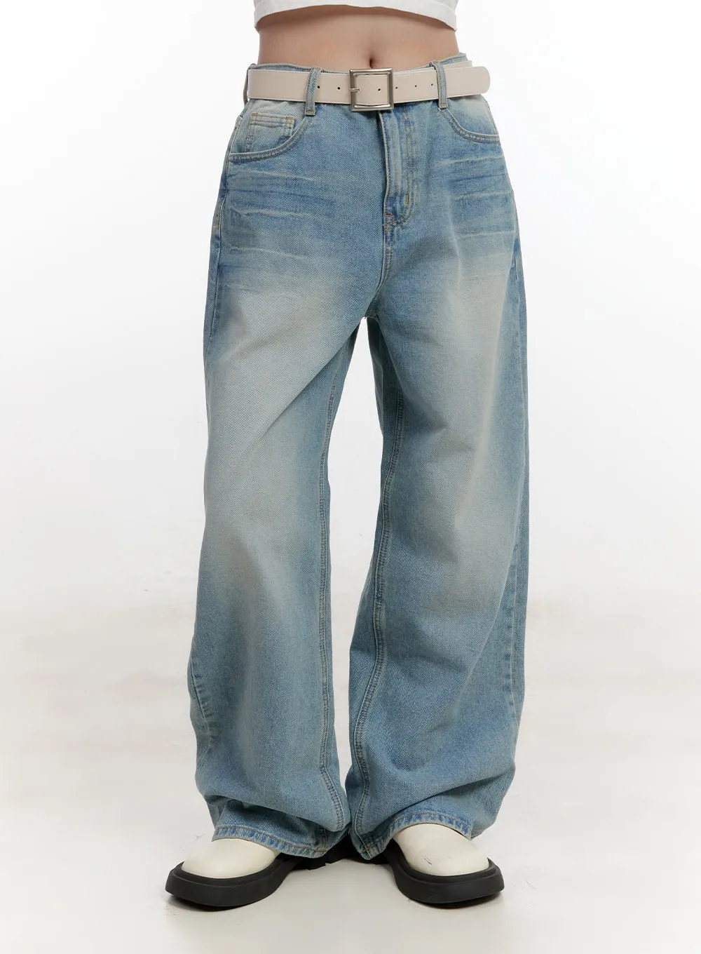 Angelina Washed Wide-Leg Jeans CF527