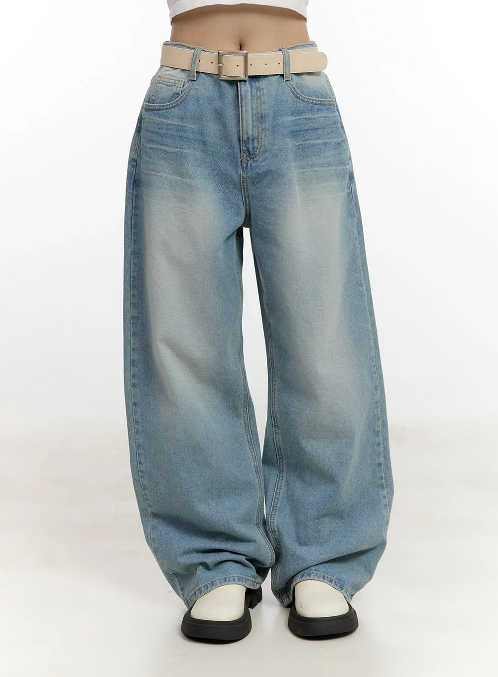 Angelina Washed Wide-Leg Jeans CF527