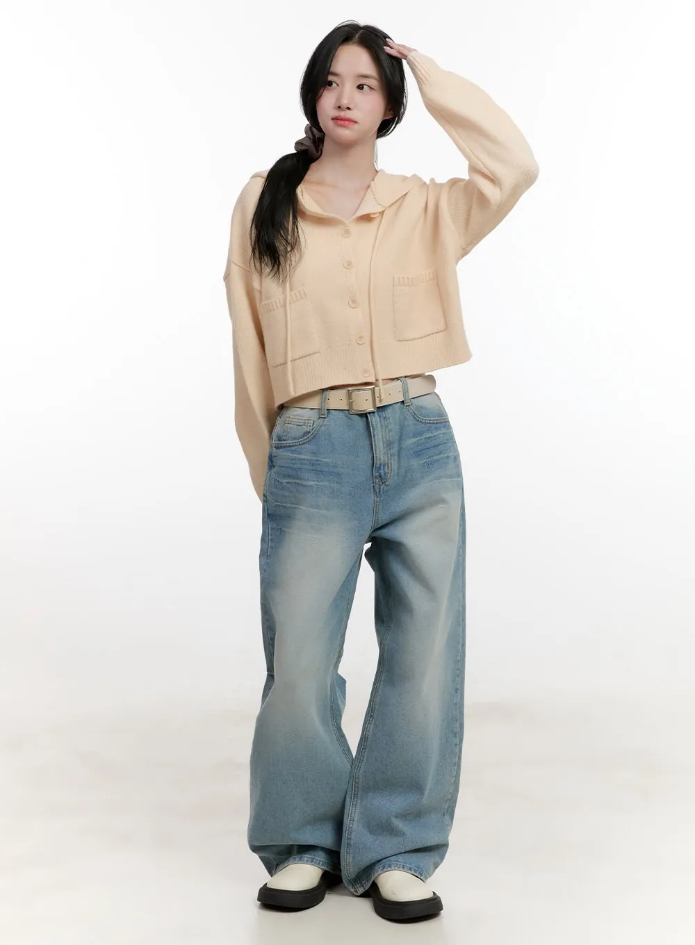 Angelina Washed Wide-Leg Jeans CF527