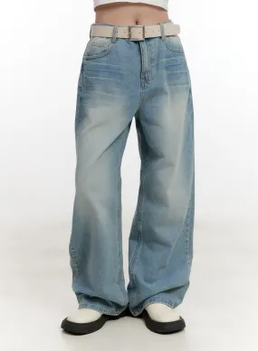 Angelina Washed Wide-Leg Jeans CF527