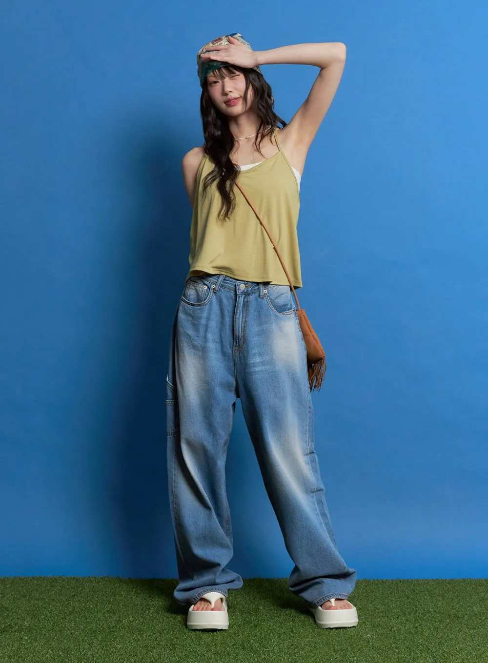Annaelle Washed Wide-Leg Jeans CM519