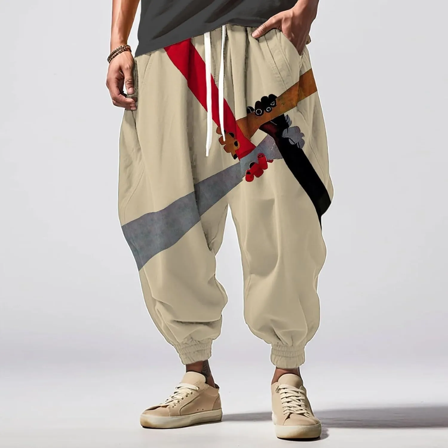 Baggy Wide Leg Pants Fashion Street Feel Casual Sweatpants Mens Drawstring Aladdil Hippie Harem Pants Yoga Pants Men