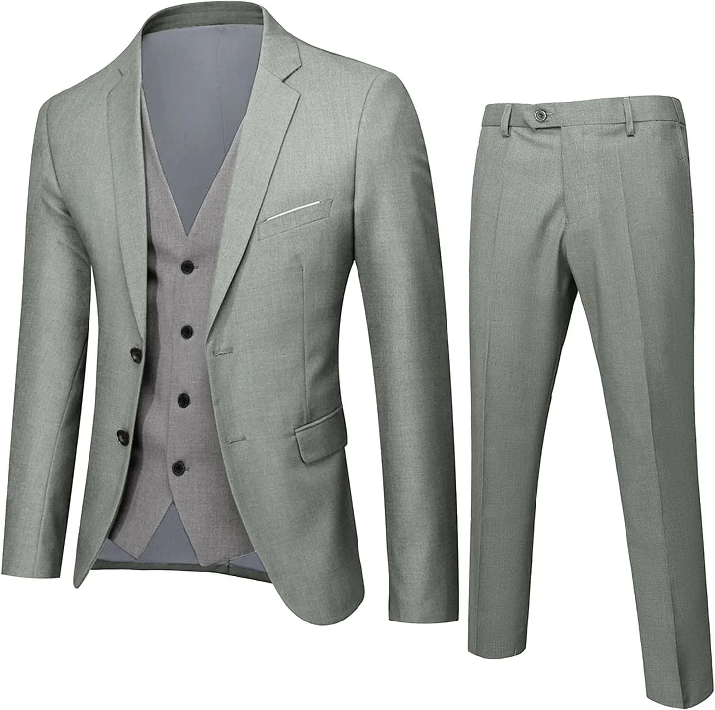 BIFUTON Men's 3 Piece Suit Blazer, Slim Fit Tux with One Button, Jacket Vest Pants & Suit Set for Party, Wedding and Business
