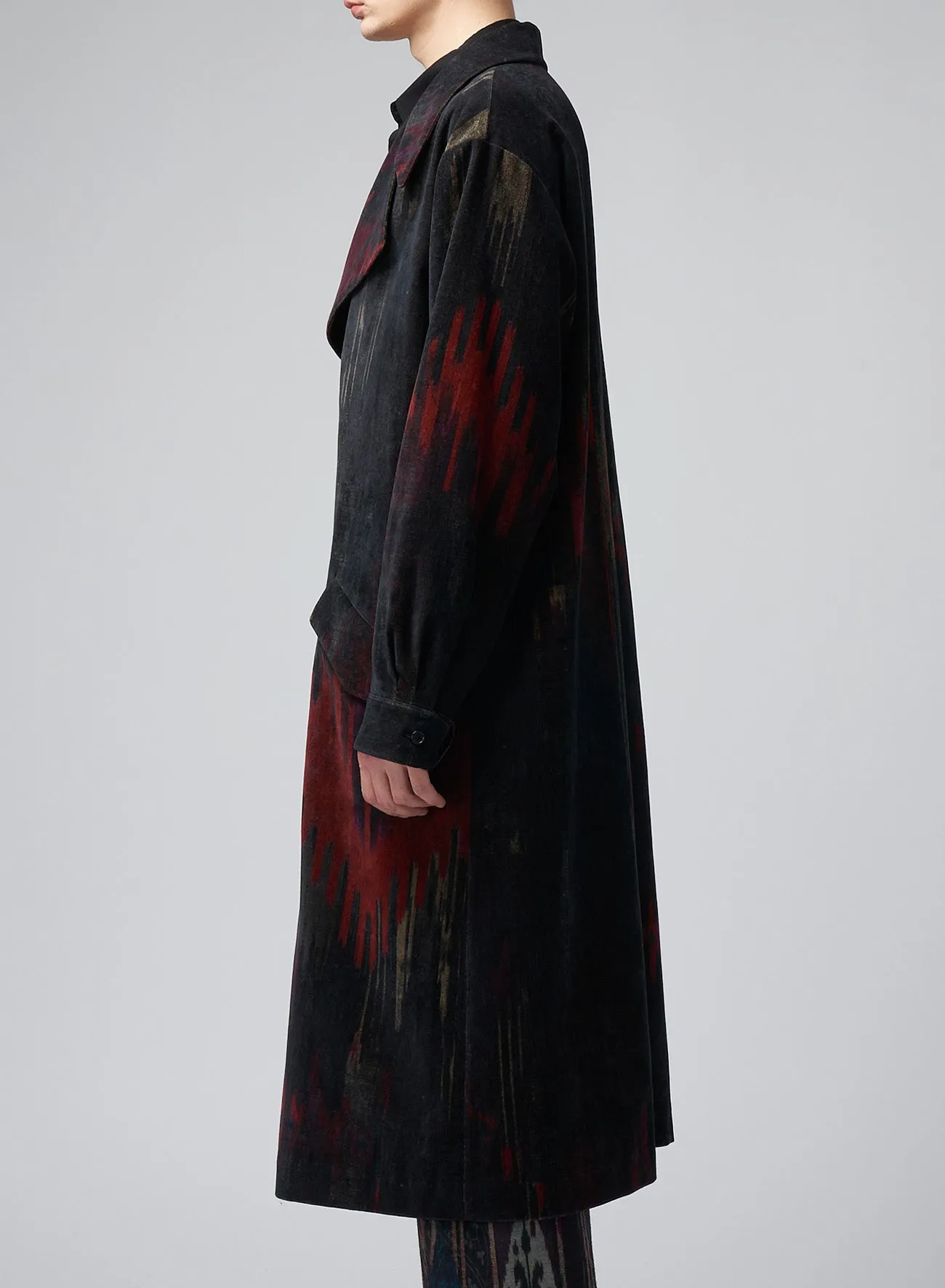 BLACK, RED AND GREEN ABSTRACT PRINT COAT