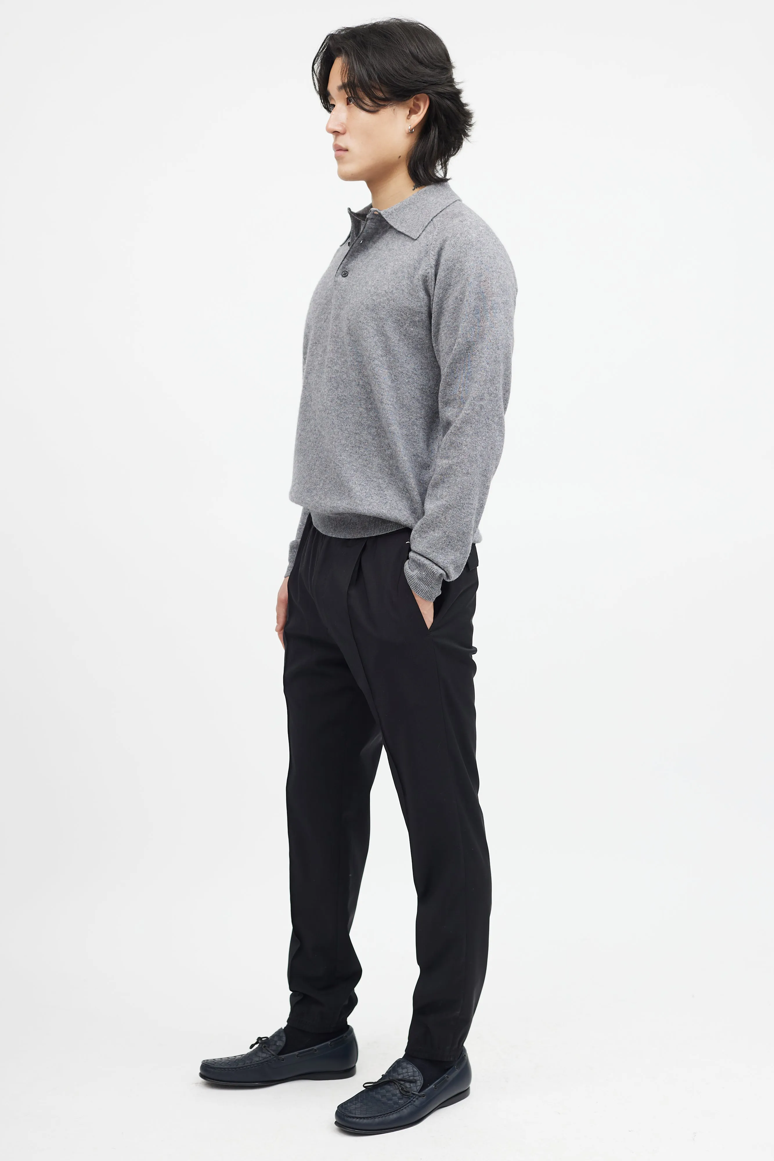Black Wool Pleated Jogger