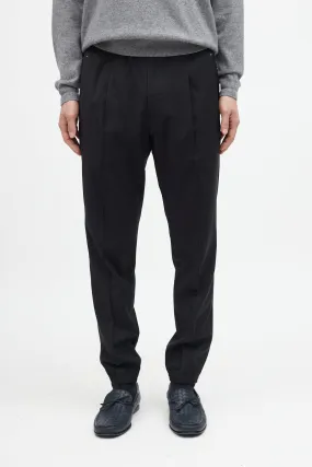 Black Wool Pleated Jogger