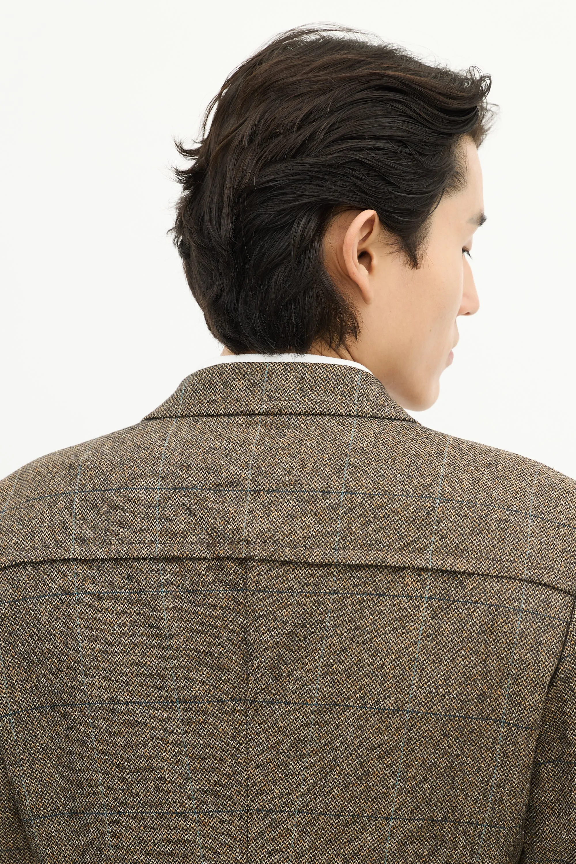 Brown & Multi Checkered Chevron Blazer