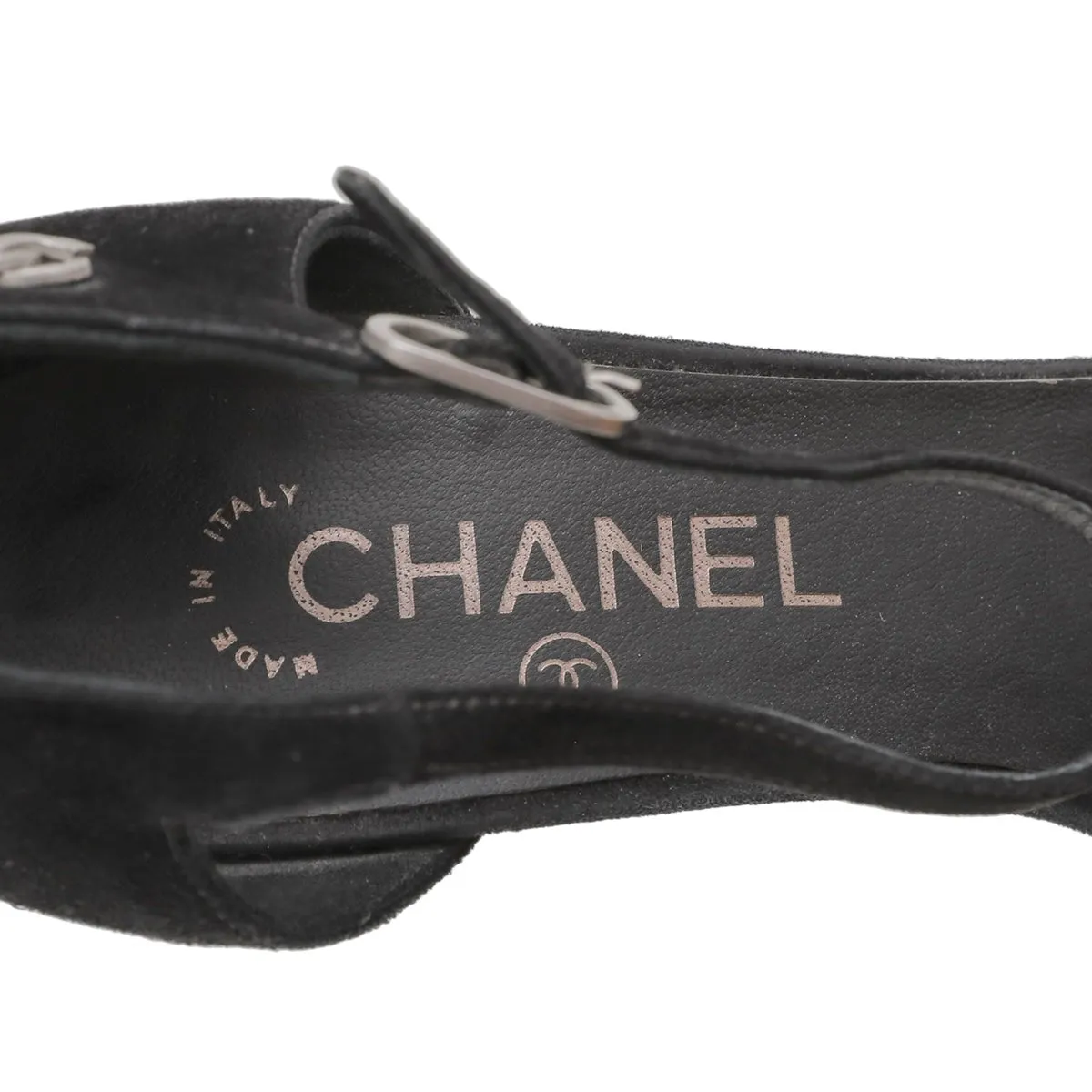 Chanel Black CC Cap Toe Chaus Ouvertes T Strap Pumps 40.5