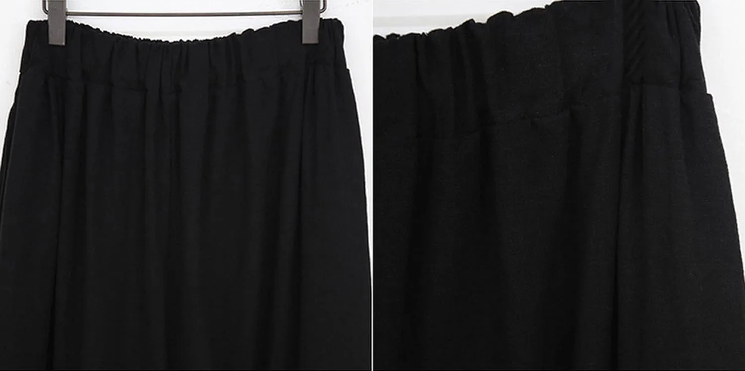 CHARTOU Women's Casual Cotton Linen Elastic High Waist Wide Leg Palazzo Pants with Pockets
