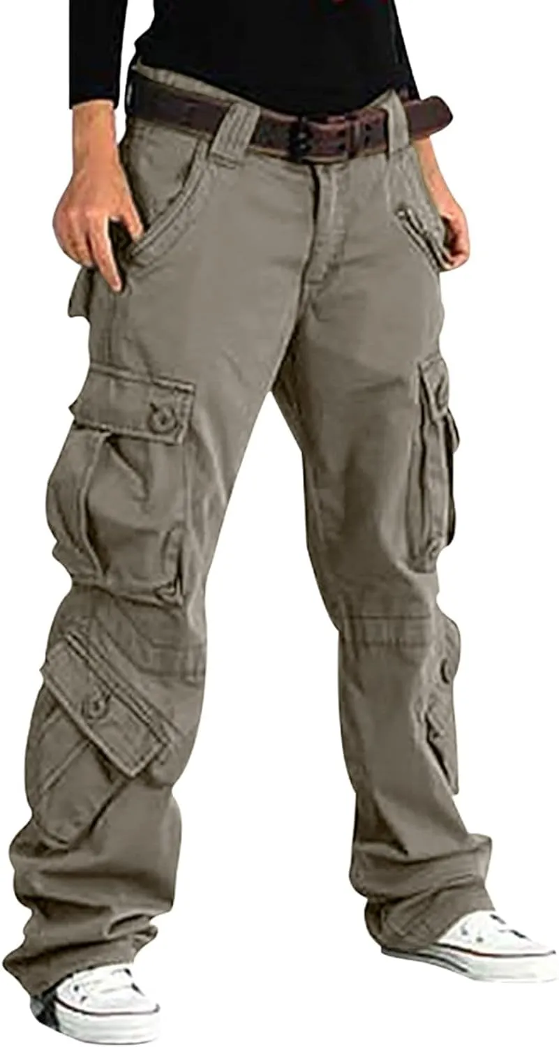CHARTOU Women's Casual Work Cargo Pants with Multi Pockets Hiking Tactical Military Long Trousers