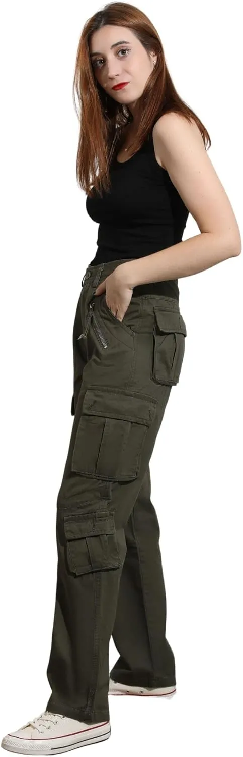 CHARTOU Women's Casual Work Cargo Pants with Multi Pockets Hiking Tactical Military Long Trousers