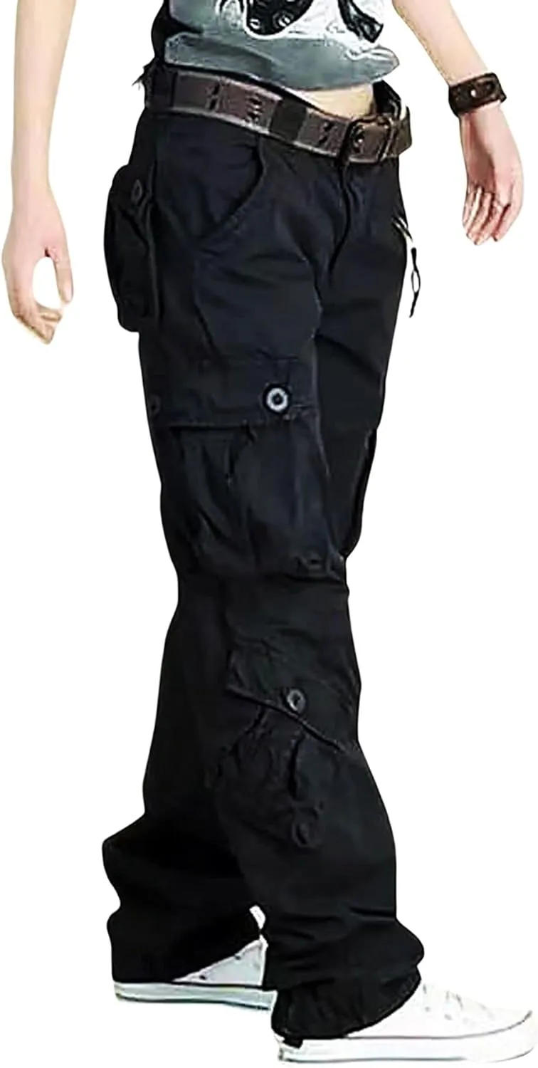 CHARTOU Women's Casual Work Cargo Pants with Multi Pockets Hiking Tactical Military Long Trousers