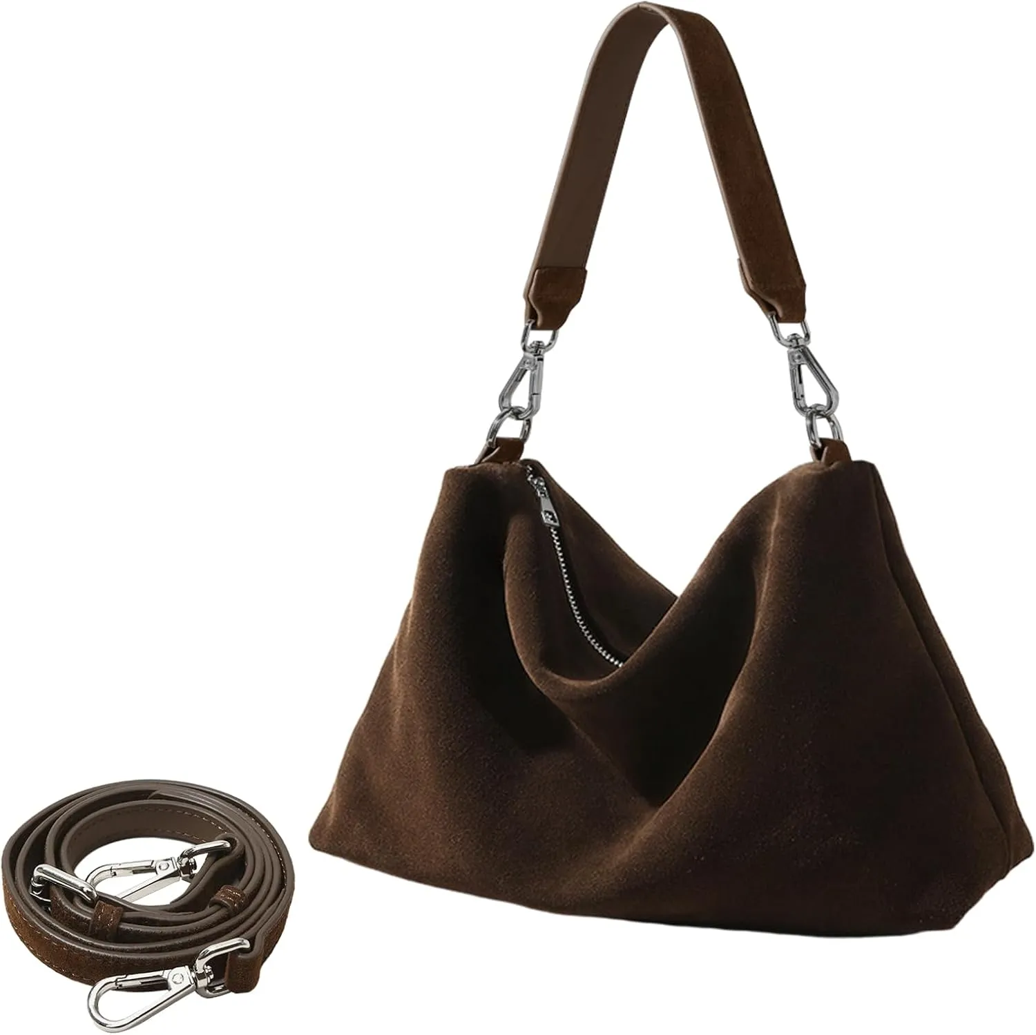 Genuine Leather Suede Tote Bags for Women, Vintage Suede Slouchy Hobo Shoulder Crossbody Bags
