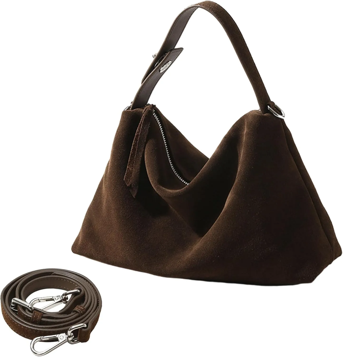 Genuine Leather Suede Tote Bags for Women, Vintage Suede Slouchy Hobo Shoulder Crossbody Bags