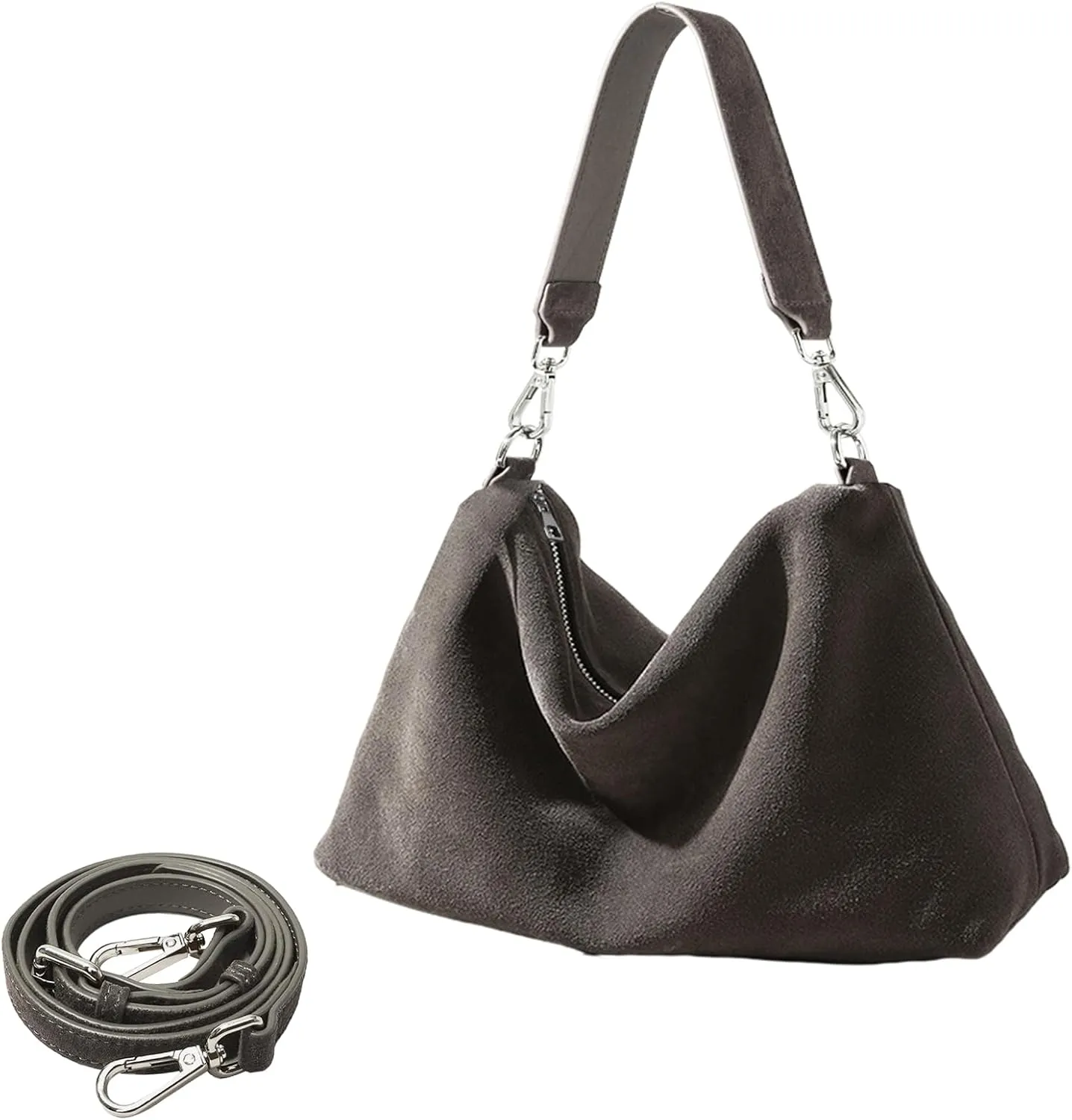 Genuine Leather Suede Tote Bags for Women, Vintage Suede Slouchy Hobo Shoulder Crossbody Bags