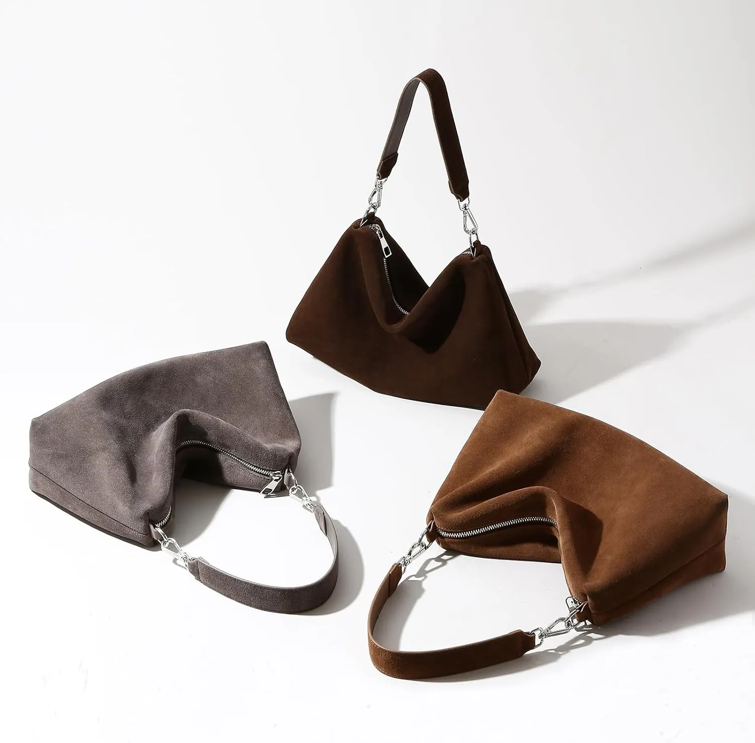 Genuine Leather Suede Tote Bags for Women, Vintage Suede Slouchy Hobo Shoulder Crossbody Bags