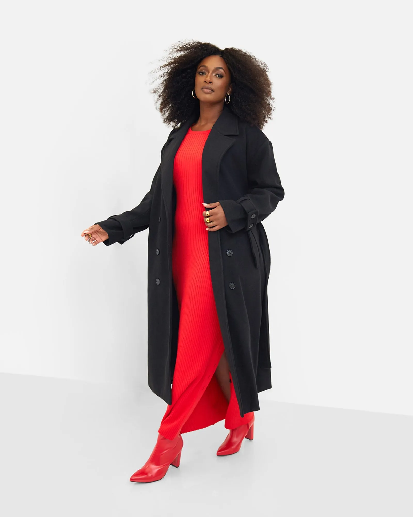 Hazel Structured Belted Coat - Black | Black