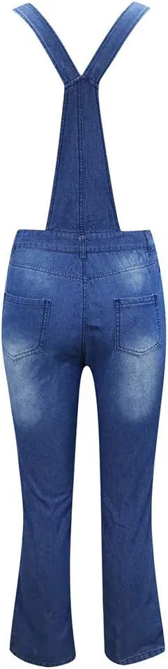 LCMTWX Trendy Jeans for Women 2024 Bib Washed Overalls Rompers Ripped Women's Denim Women's Jeans Flare Stretch