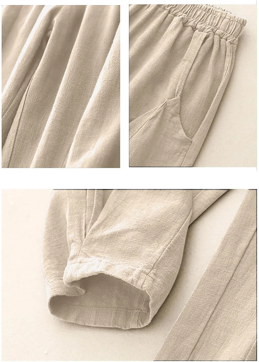 Lmdudan Cotton Linen Pants for Women 2025 Summer Lightweight High Waist Palazzo Pants Straight Leg Trouser with Pockets