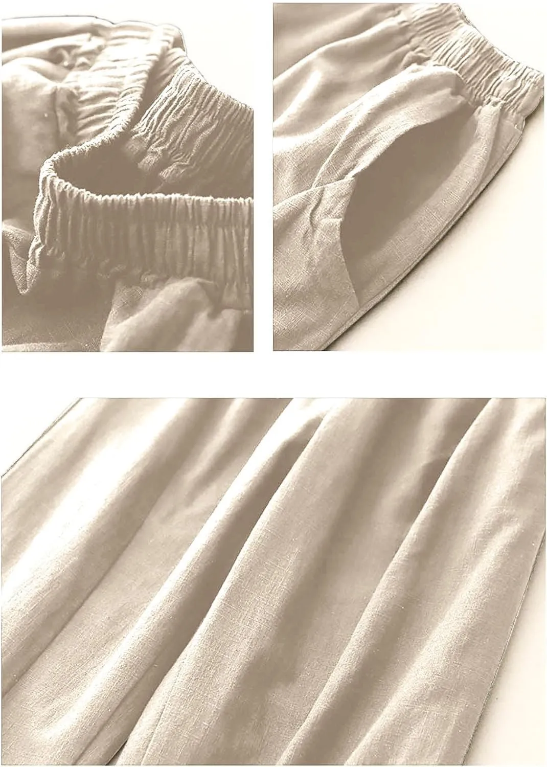 Lmdudan Cotton Linen Pants for Women 2025 Summer Lightweight High Waist Palazzo Pants Straight Leg Trouser with Pockets