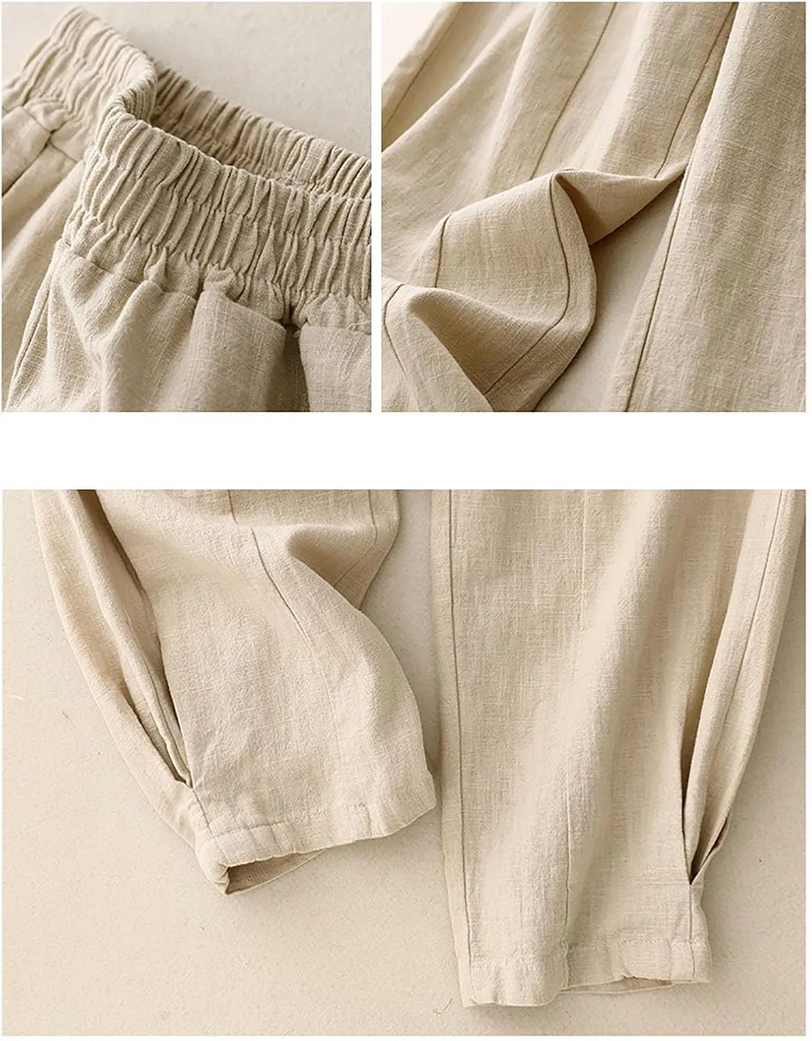 Lmdudan Cotton Linen Pants for Women 2025 Summer Lightweight High Waist Palazzo Pants Straight Leg Trouser with Pockets