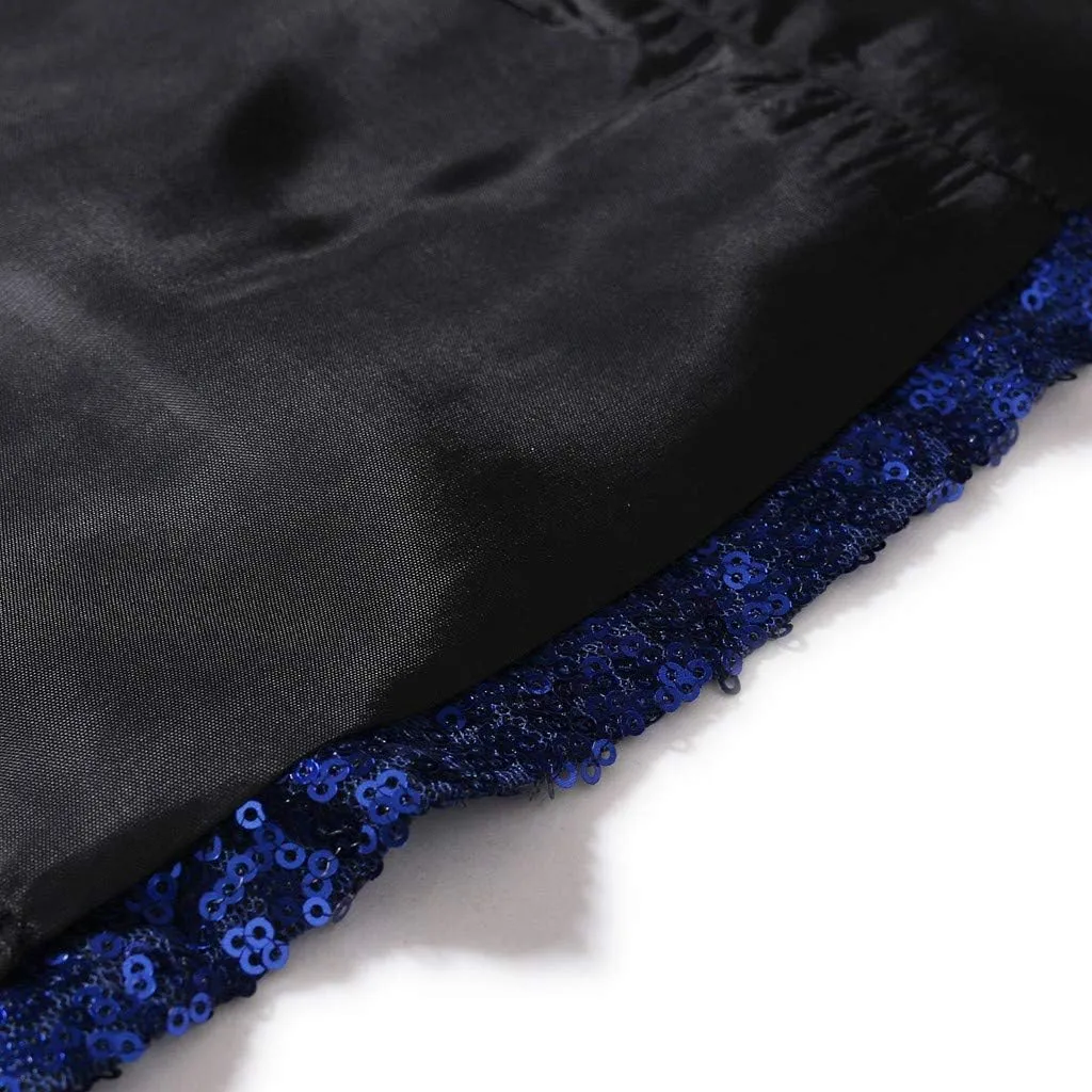 Mens Black Sequin Shiny Prom Suit Jacket One Button Slim Fit Sport Coat Blazers Party Banquet Fashion Tuxedo for Mens