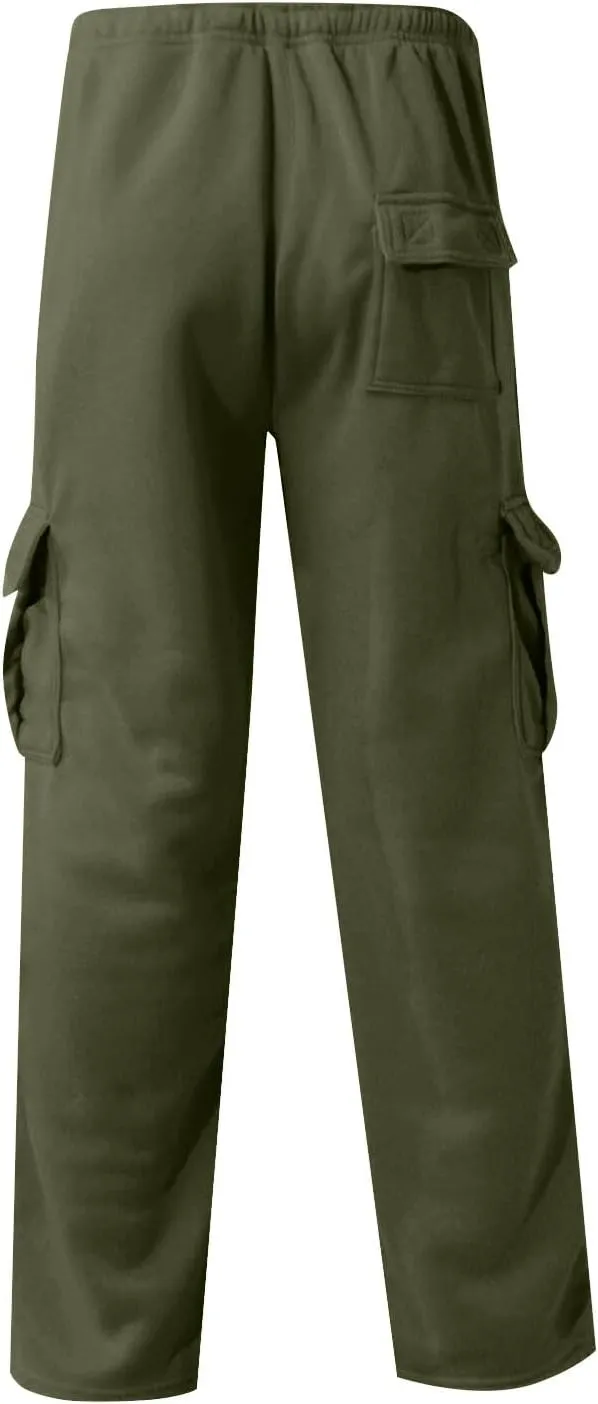 Mens Cargo Sweatpants Athletic Straight Jogger Pant with Pockets Big and Tall Baggy Tactical Workout Trouser