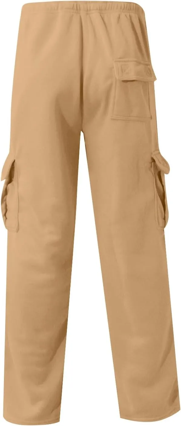 Mens Cargo Sweatpants Athletic Straight Jogger Pant with Pockets Big and Tall Baggy Tactical Workout Trouser