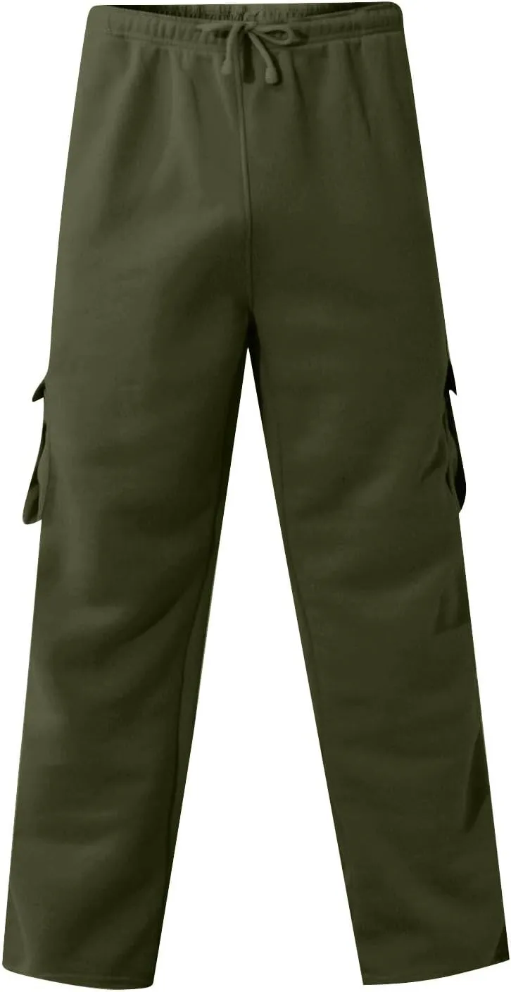 Mens Cargo Sweatpants Athletic Straight Jogger Pant with Pockets Big and Tall Baggy Tactical Workout Trouser