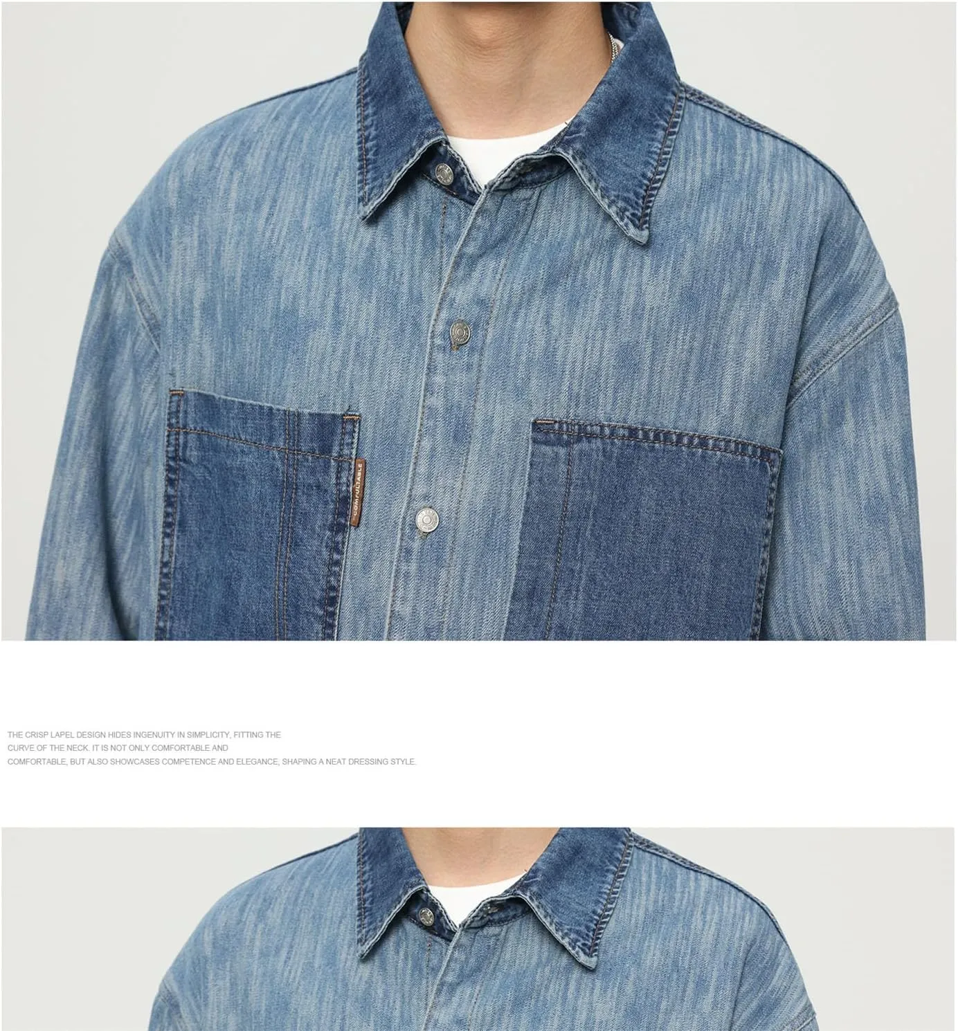 MenS Retro Cotton Denim Jacket Spring Loose Jeans Coat Japanese Washed Denim Shirt