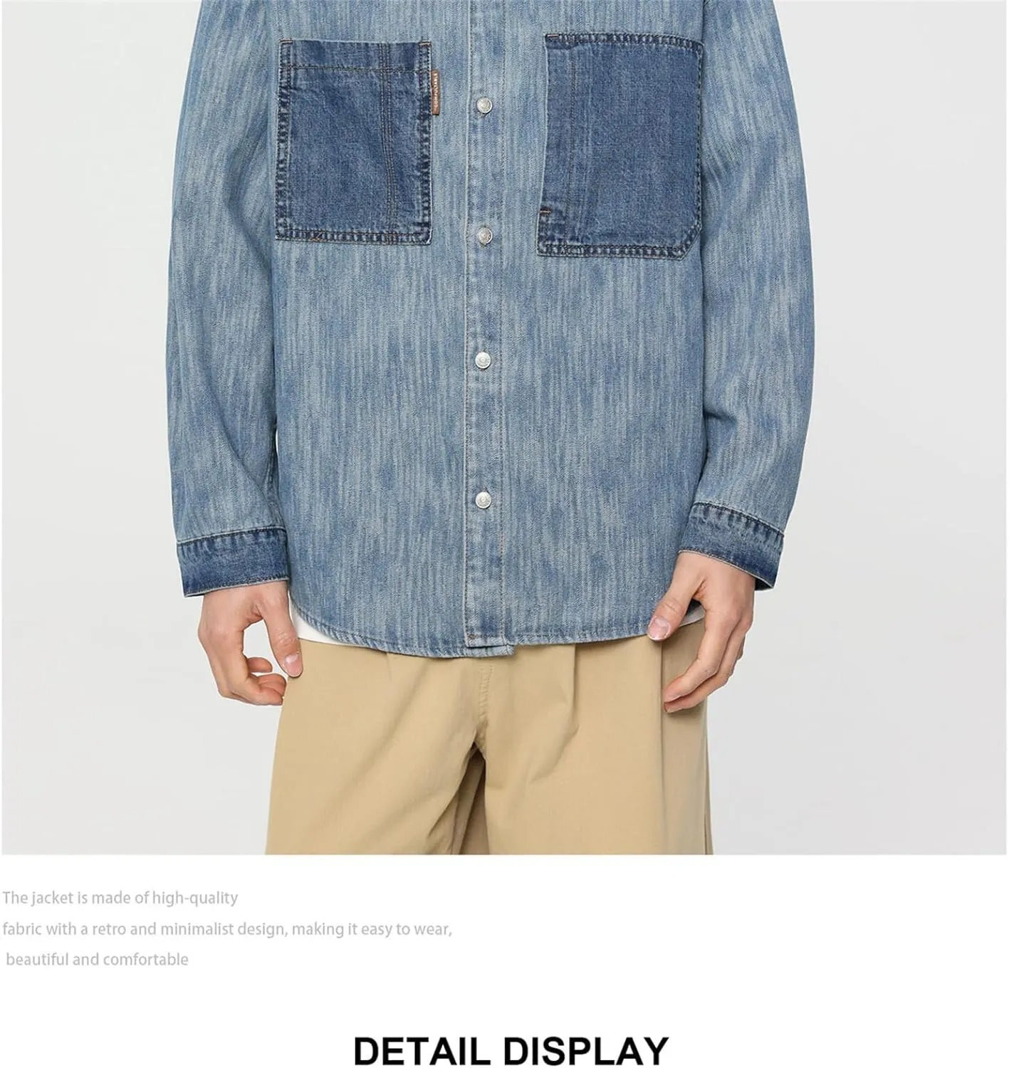 MenS Retro Cotton Denim Jacket Spring Loose Jeans Coat Japanese Washed Denim Shirt