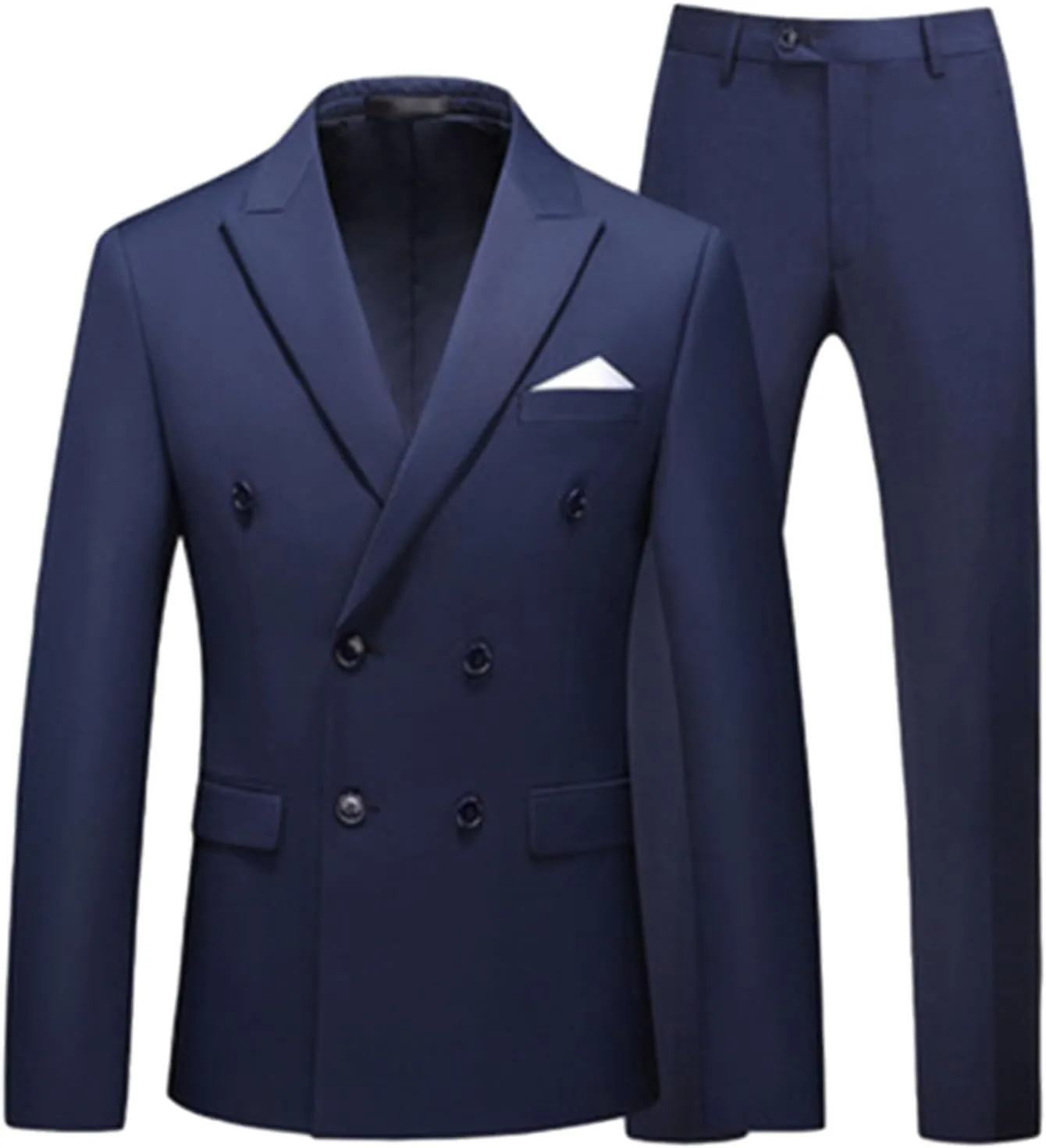 Men's Slim Fit 2 Piece Suit Double Breasted Business Wedding Prom Tuxedo Suits Notched Lapel Blazer and Pants Set