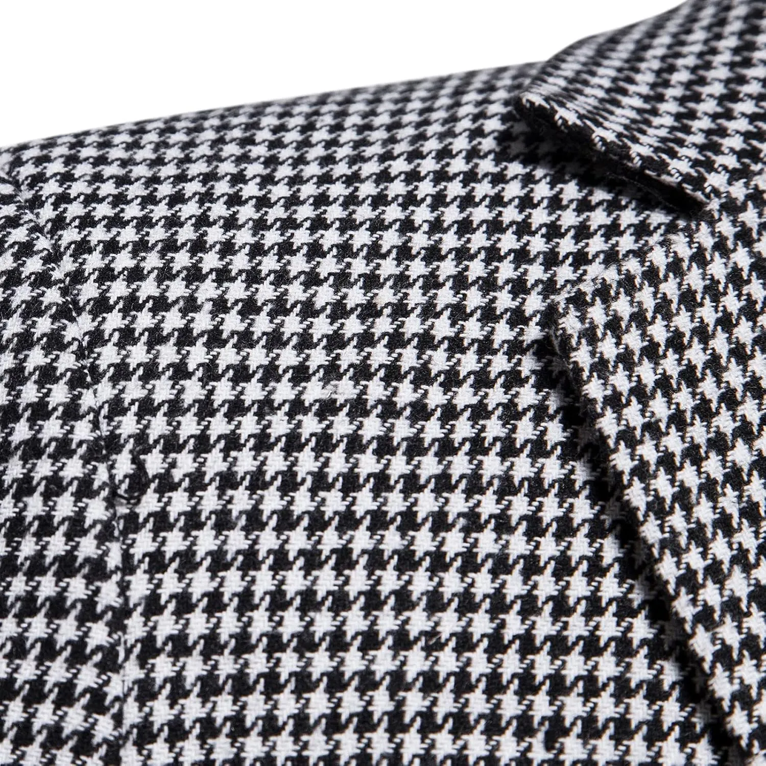 Mens Tuxedo Wool Blend Blazer Jacket Houndstooth Suit Blazer Notch Lapel One Button Slim Fit Blazer Jacket Sport Coat