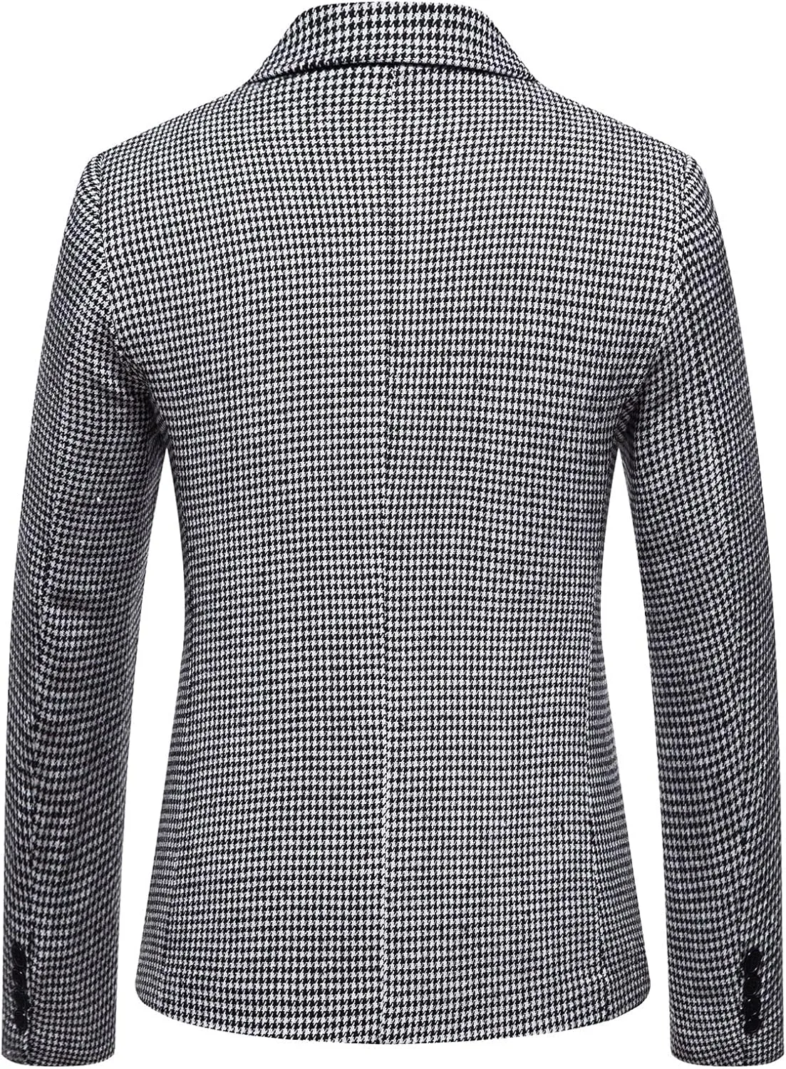 Mens Tuxedo Wool Blend Blazer Jacket Houndstooth Suit Blazer Notch Lapel One Button Slim Fit Blazer Jacket Sport Coat