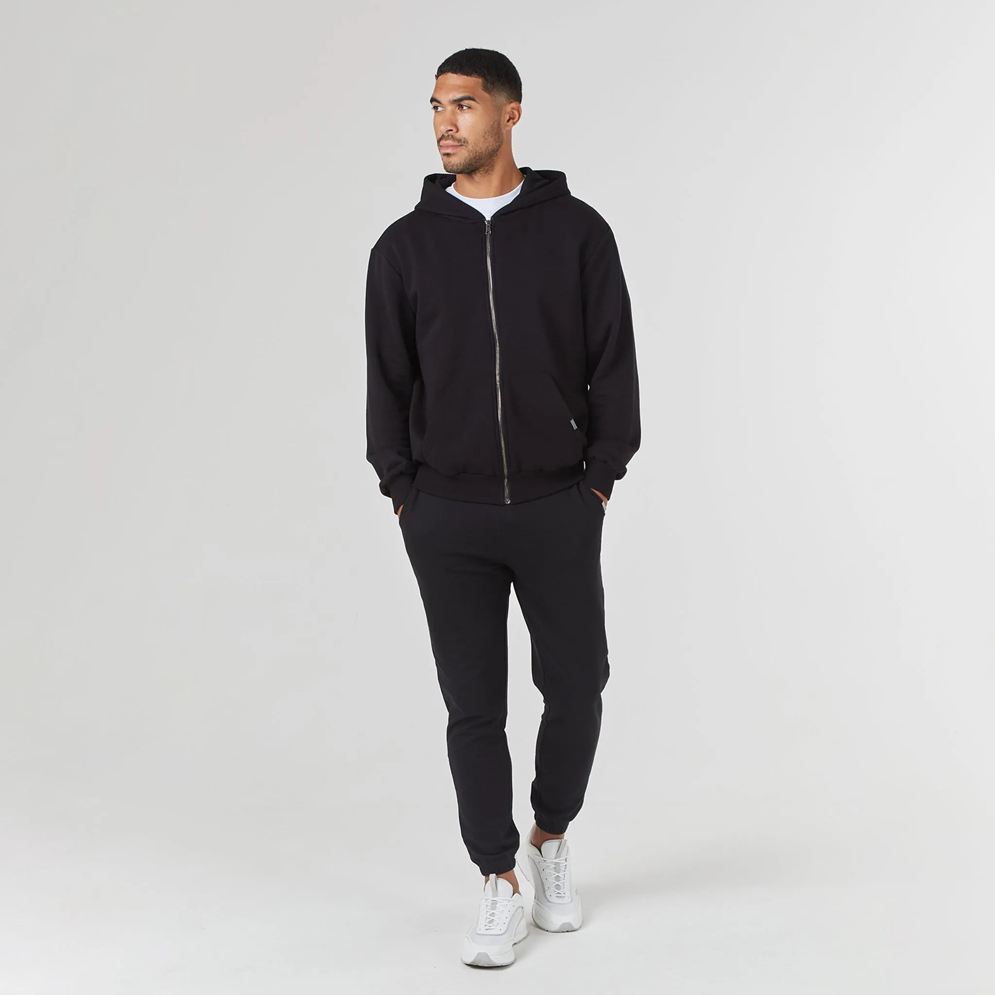 Relaxed Full Zip Hoodie | Black