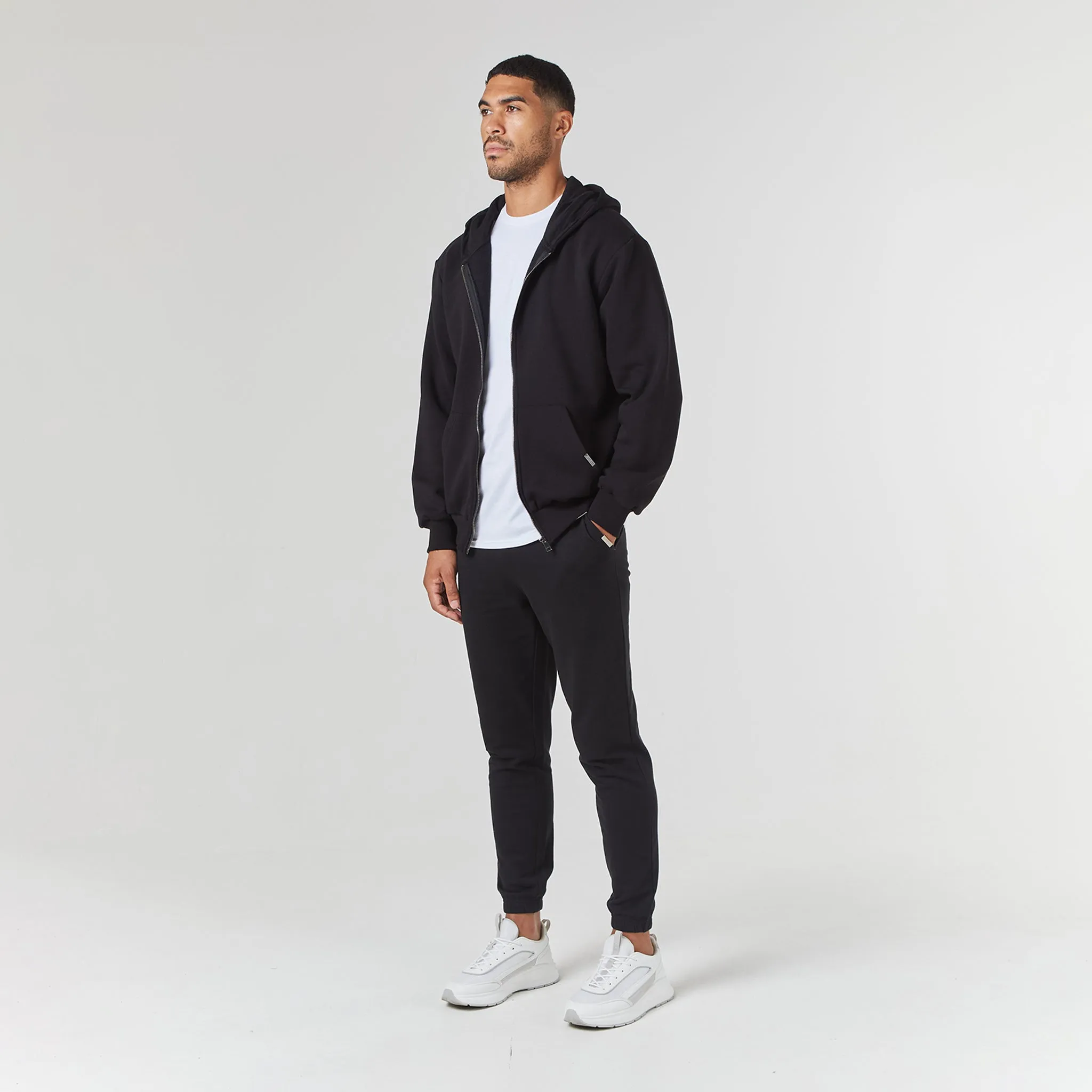 Relaxed Full Zip Hoodie | Black