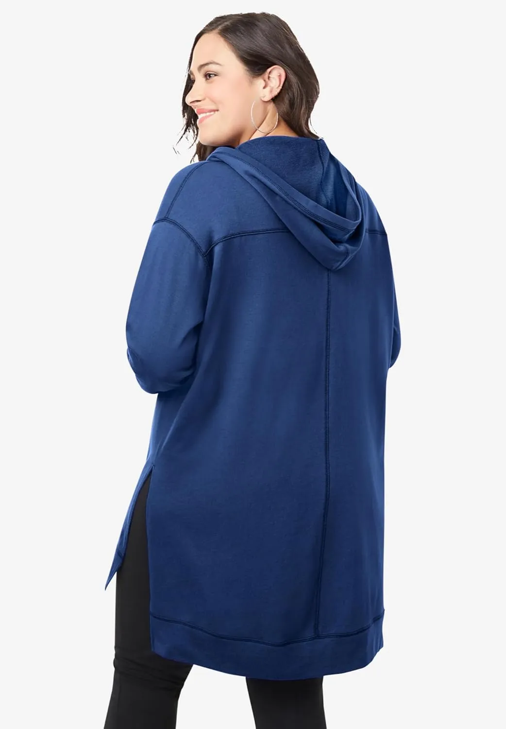 Roaman's Women's Plus Size French Terry Hoodie Tunic Sweatshirt