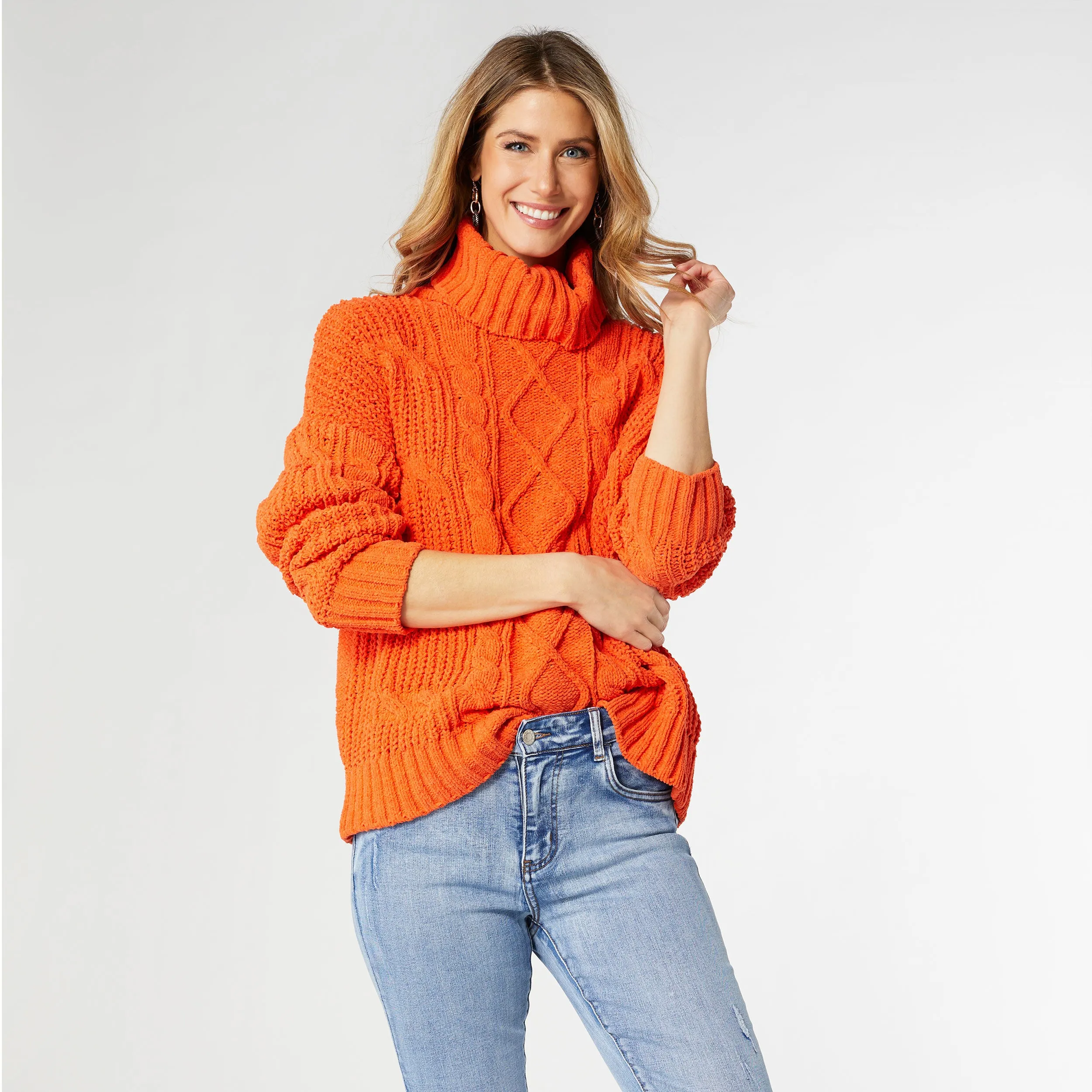 Roux Chunky Knit Turtleneck Sweater - Pumpkin - Final Sale