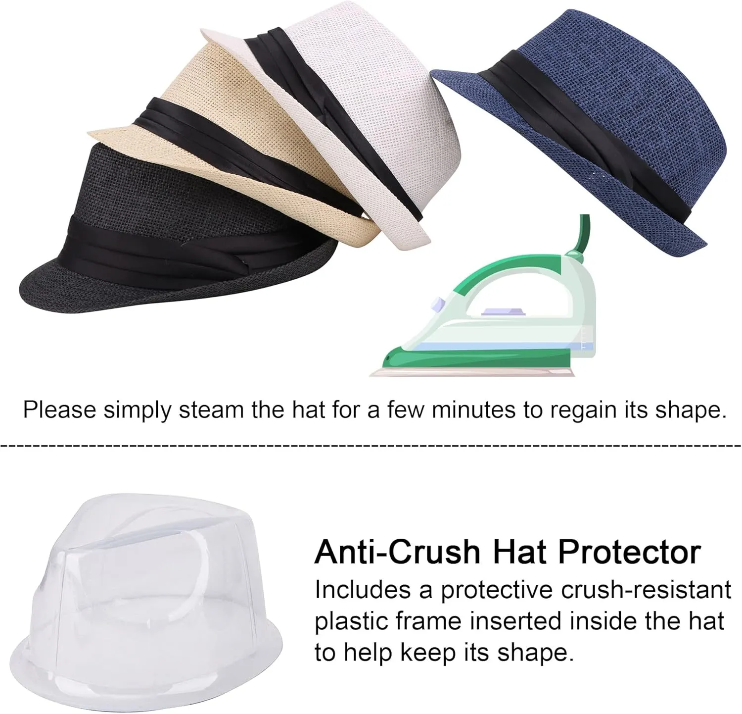 Simplicity Fedora for Men Women Unisex Men's Women's Classic Manhattan Structured Gangster Trilby Fedora Hat