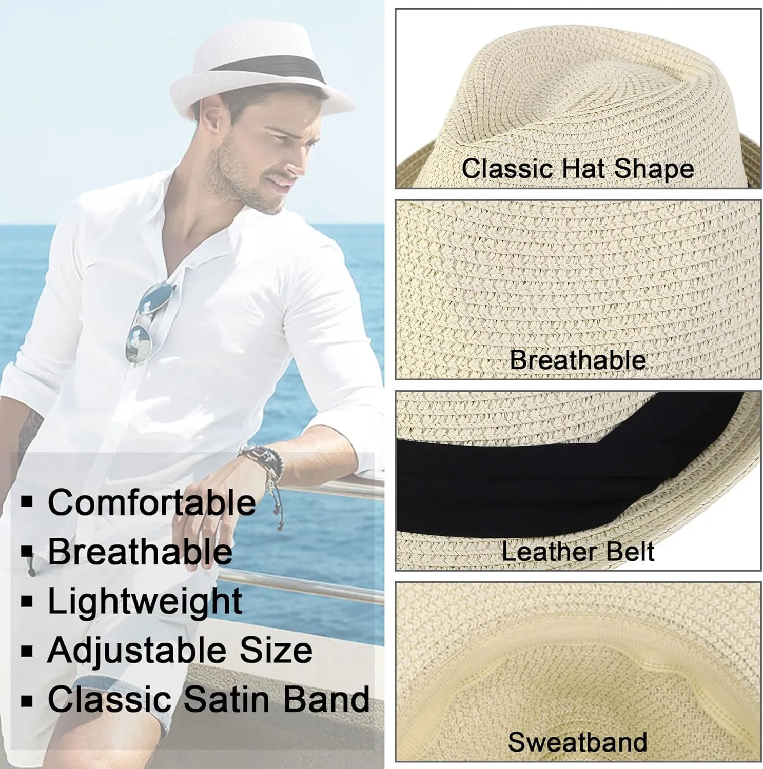 Simplicity Fedora for Men Women Unisex Men's Women's Classic Manhattan Structured Gangster Trilby Fedora Hat