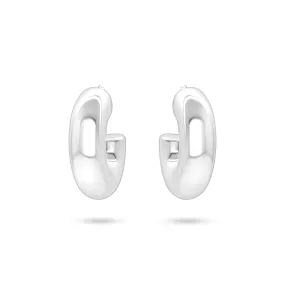 Sleek Silver Huggie Earrings