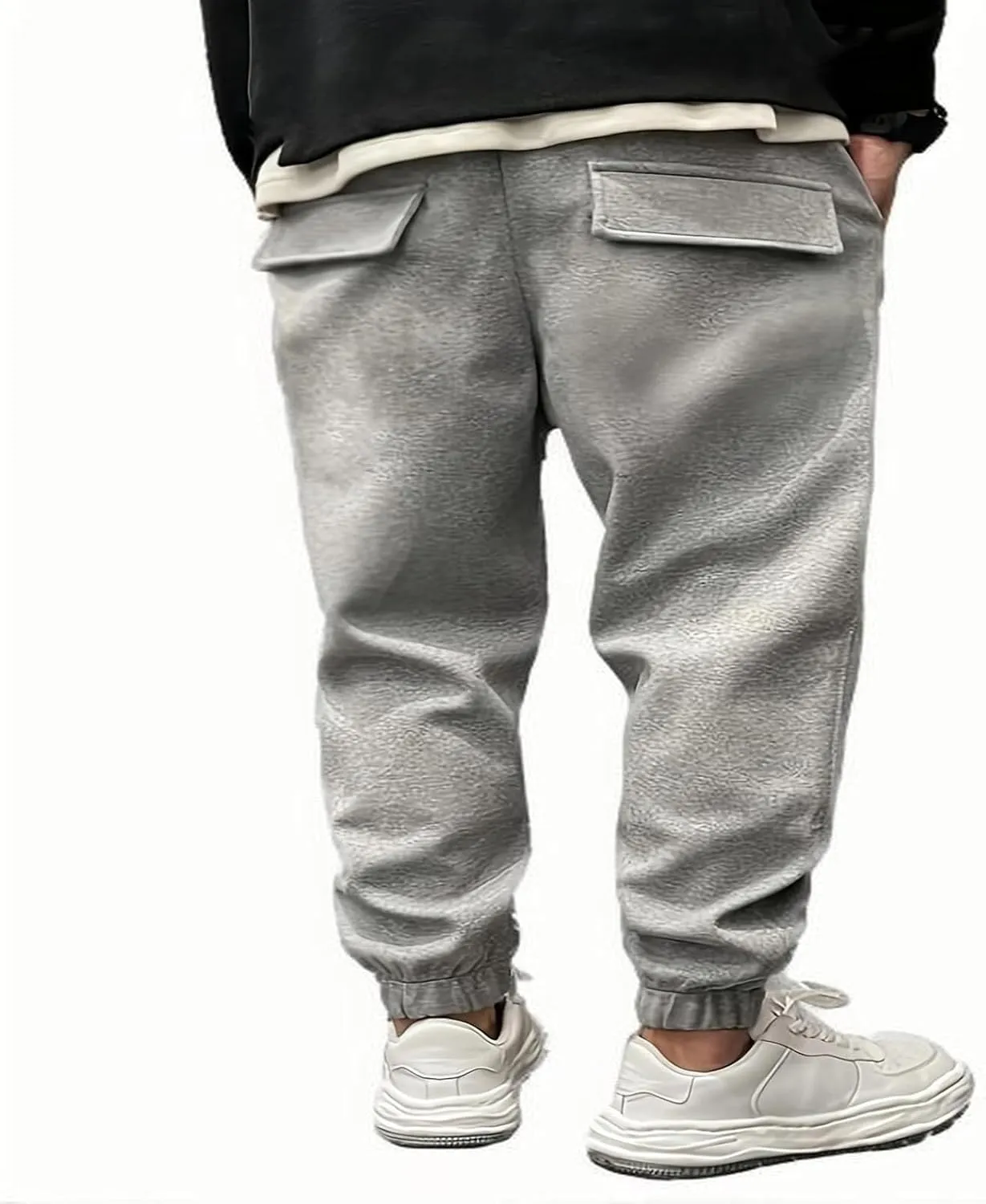 Thick Sweatpants for Men Baggy Drawstring High Waist Running Jogger Winter Fashion Cinch Bottom Tapered Jogging Pants