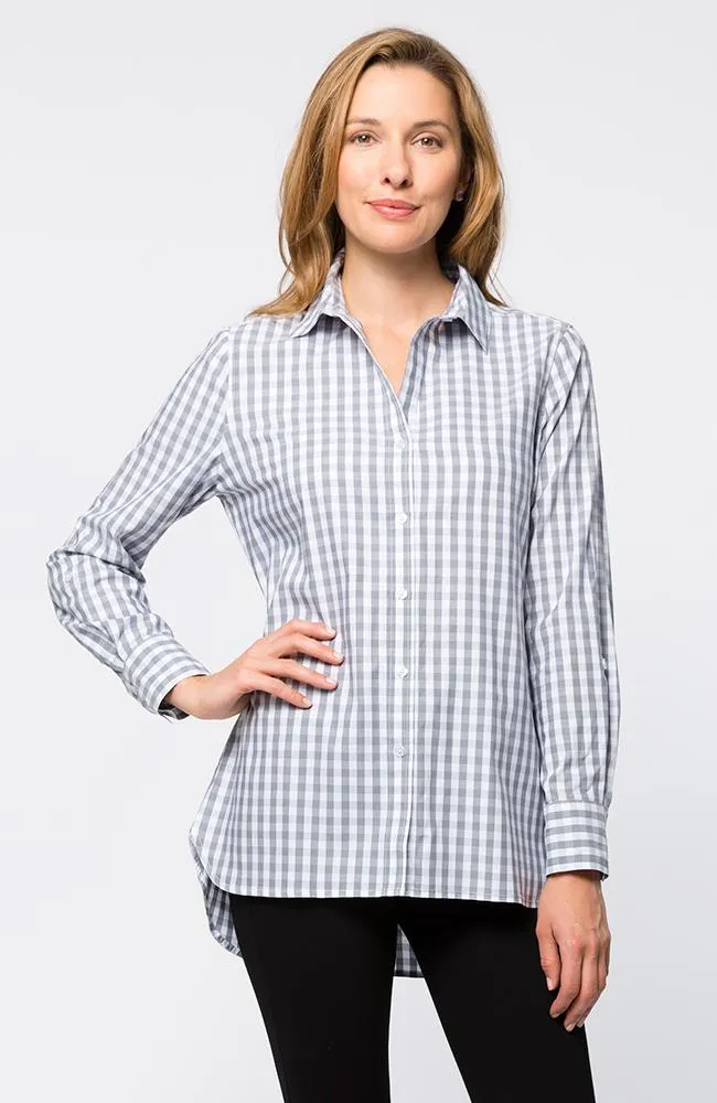 Tyler Boe Cotton Charles Check Workshirt Blue Grey