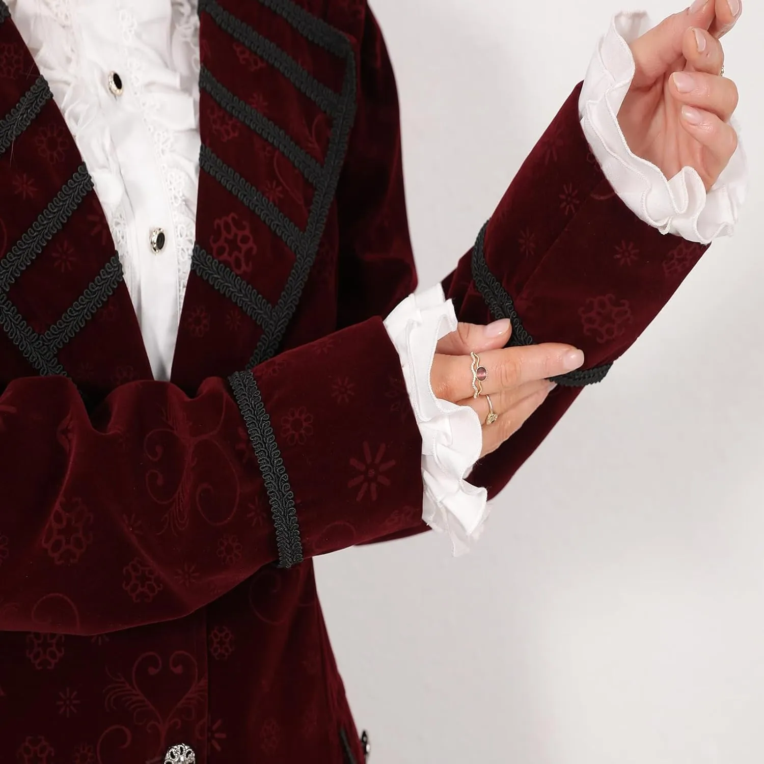 TZMAPU Medieval Retro Gothic Velvet Women's Coat, Formal Casual Work, Costume