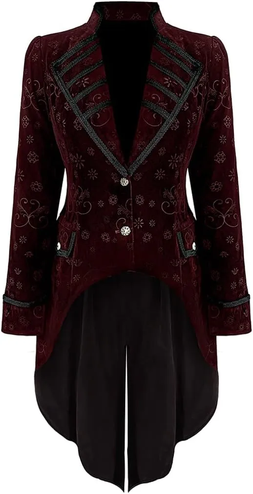 TZMAPU Medieval Retro Gothic Velvet Women's Coat, Formal Casual Work, Costume