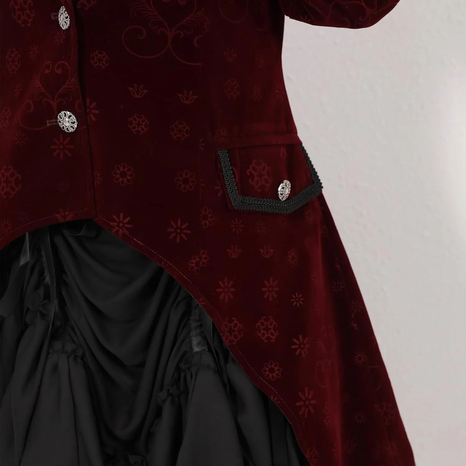 TZMAPU Medieval Retro Gothic Velvet Women's Coat, Formal Casual Work, Costume