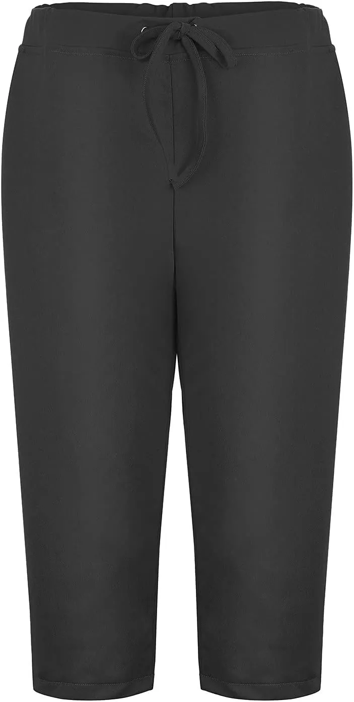 Women Hollow Design Solid Plus Size High Waist Leggings Capri Pants Stretch Workout Pant