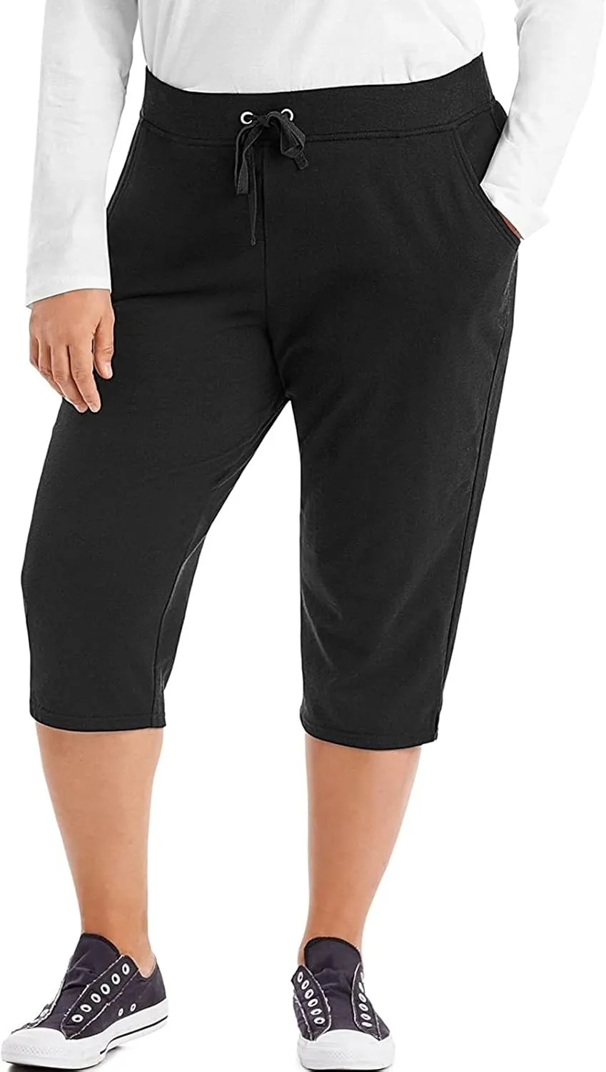 Women Hollow Design Solid Plus Size High Waist Leggings Capri Pants Stretch Workout Pant